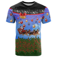 German Shepherd Christmas T Shirt with Santa Sleigh and Holiday Ornament Design - Wonder Print Shop