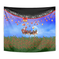 German Shepherd Christmas Tapestry with Santa Sleigh and Holiday Ornament Design - Wonder Print Shop