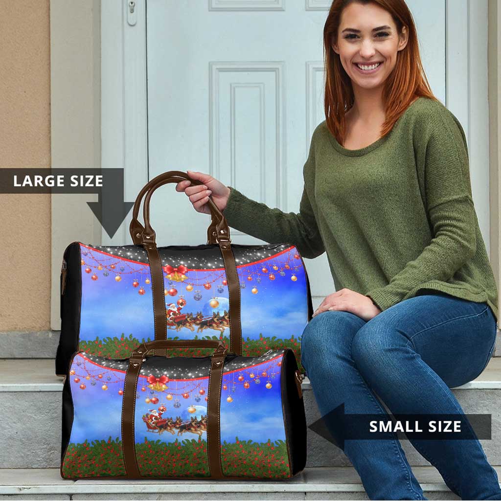 German Shepherd Christmas Travel Bag with Santa Sleigh and Holiday Ornament Design - Wonder Print Shop