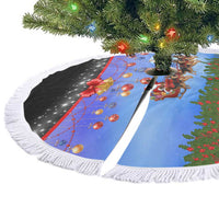 German Shepherd Christmas Tree Skirt with Santa Sleigh and Holiday Ornament Design - Wonder Print Shop