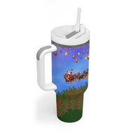 German Shepherd Christmas Tumbler With Handle with Santa Sleigh and Holiday Ornament Design - Wonder Print Shop