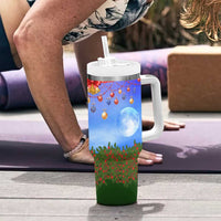 German Shepherd Christmas Tumbler With Handle with Santa Sleigh and Holiday Ornament Design - Wonder Print Shop