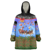 German Shepherd Christmas Wearable Blanket Hoodie with Santa Sleigh and Holiday Ornament Design - Wonder Print Shop