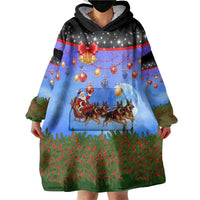 German Shepherd Christmas Wearable Blanket Hoodie with Santa Sleigh and Holiday Ornament Design - Wonder Print Shop