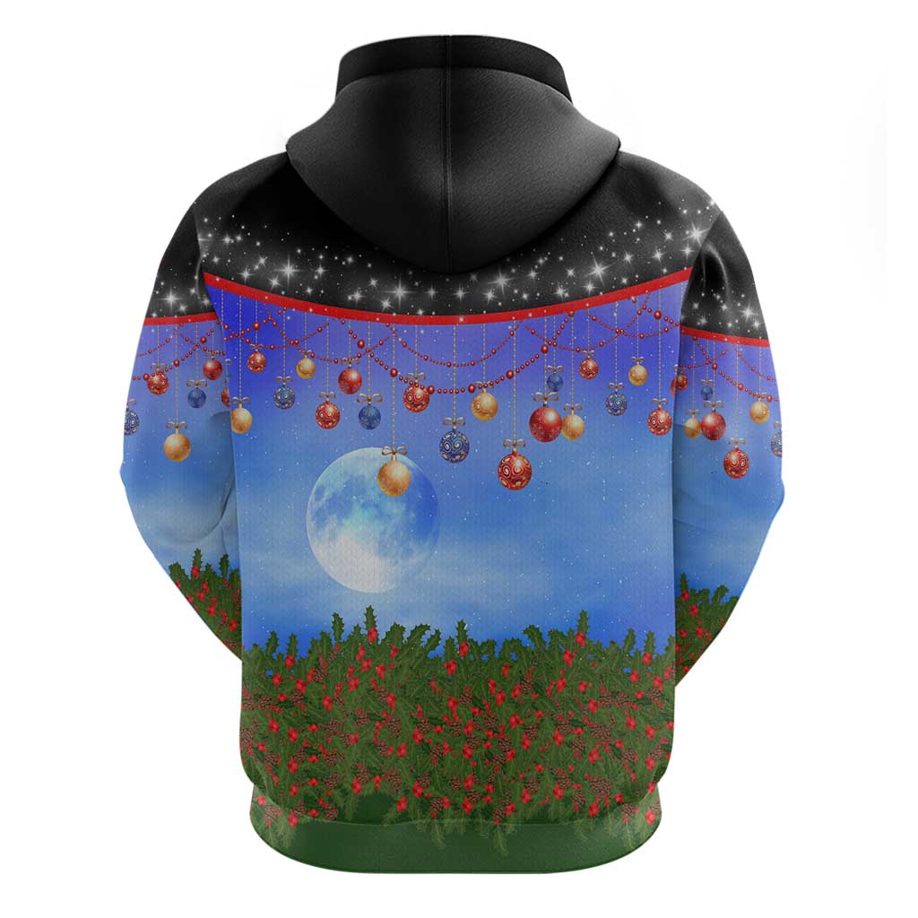 German Shepherd Christmas Zip Hoodie with Santa Sleigh and Holiday Ornament Design - Wonder Print Shop