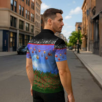 German Shepherd Christmas Zipper Polo Shirt with Santa Sleigh and Holiday Ornament Design - Wonder Print Shop