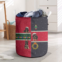 German Shepherd Puppy Christmas Laundry Basket with Ornaments Wreath and Nutcracker Design - Wonder Print Shop