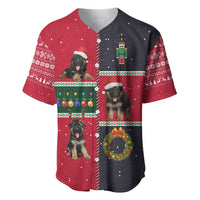 German Shepherd Puppy Christmas Baseball Jersey with Ornaments Wreath and Nutcracker Design - Wonder Print Shop