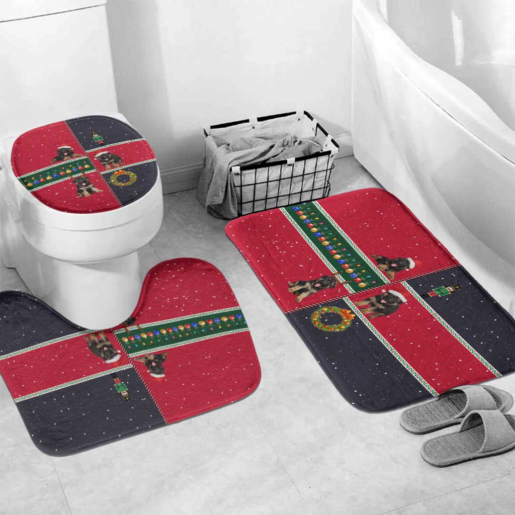 German Shepherd Puppy Christmas Bathroom Set with Ornaments Wreath and Nutcracker Design - Wonder Print Shop