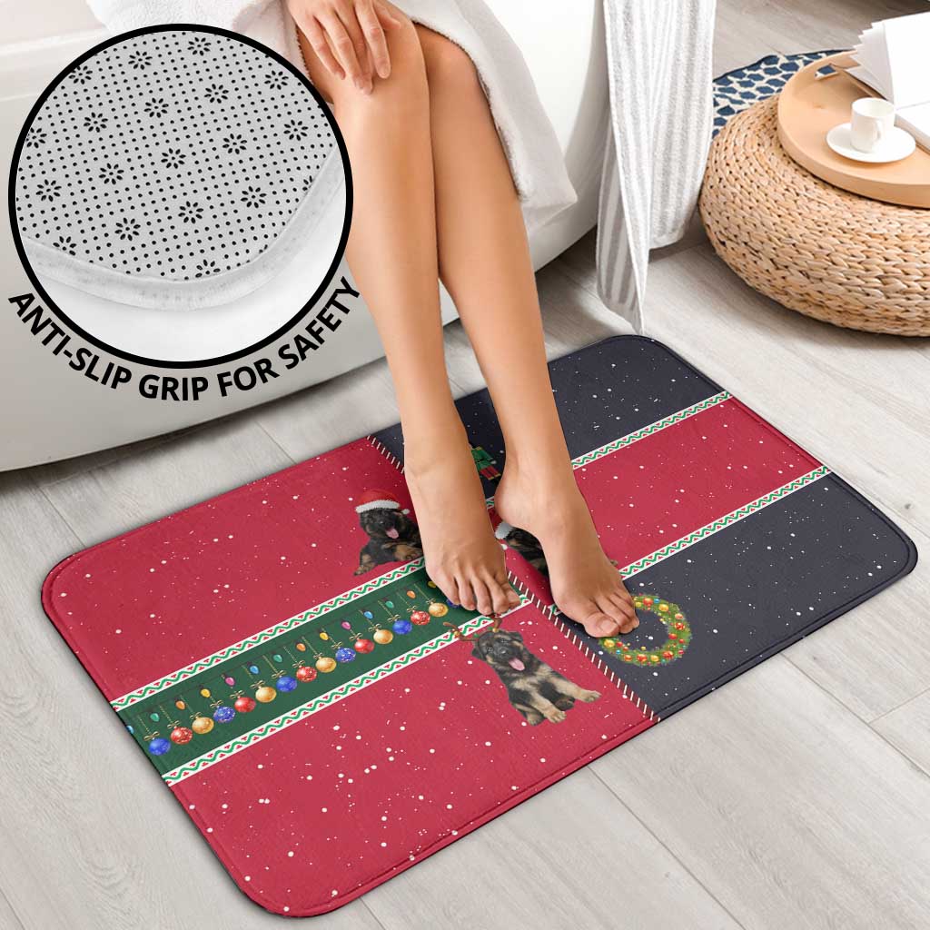 German Shepherd Puppy Christmas Bathroom Set with Ornaments Wreath and Nutcracker Design - Wonder Print Shop