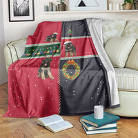 German Shepherd Puppy Christmas Blanket with Ornaments Wreath and Nutcracker Design - Wonder Print Shop