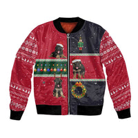 German Shepherd Puppy Christmas Bomber Jacket with Ornaments Wreath and Nutcracker Design - Wonder Print Shop