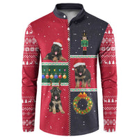 German Shepherd Puppy Christmas Button Sweatshirt with Ornaments Wreath and Nutcracker Design - Wonder Print Shop