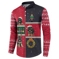 German Shepherd Puppy Christmas Button Sweatshirt with Ornaments Wreath and Nutcracker Design - Wonder Print Shop