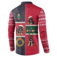 German Shepherd Puppy Christmas Button Sweatshirt with Ornaments Wreath and Nutcracker Design - Wonder Print Shop