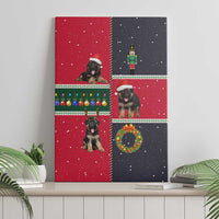 German Shepherd Puppy Christmas Canvas Wall Art with Ornaments Wreath and Nutcracker Design - Wonder Print Shop