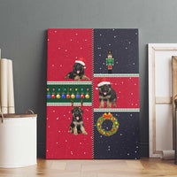 German Shepherd Puppy Christmas Canvas Wall Art with Ornaments Wreath and Nutcracker Design - Wonder Print Shop