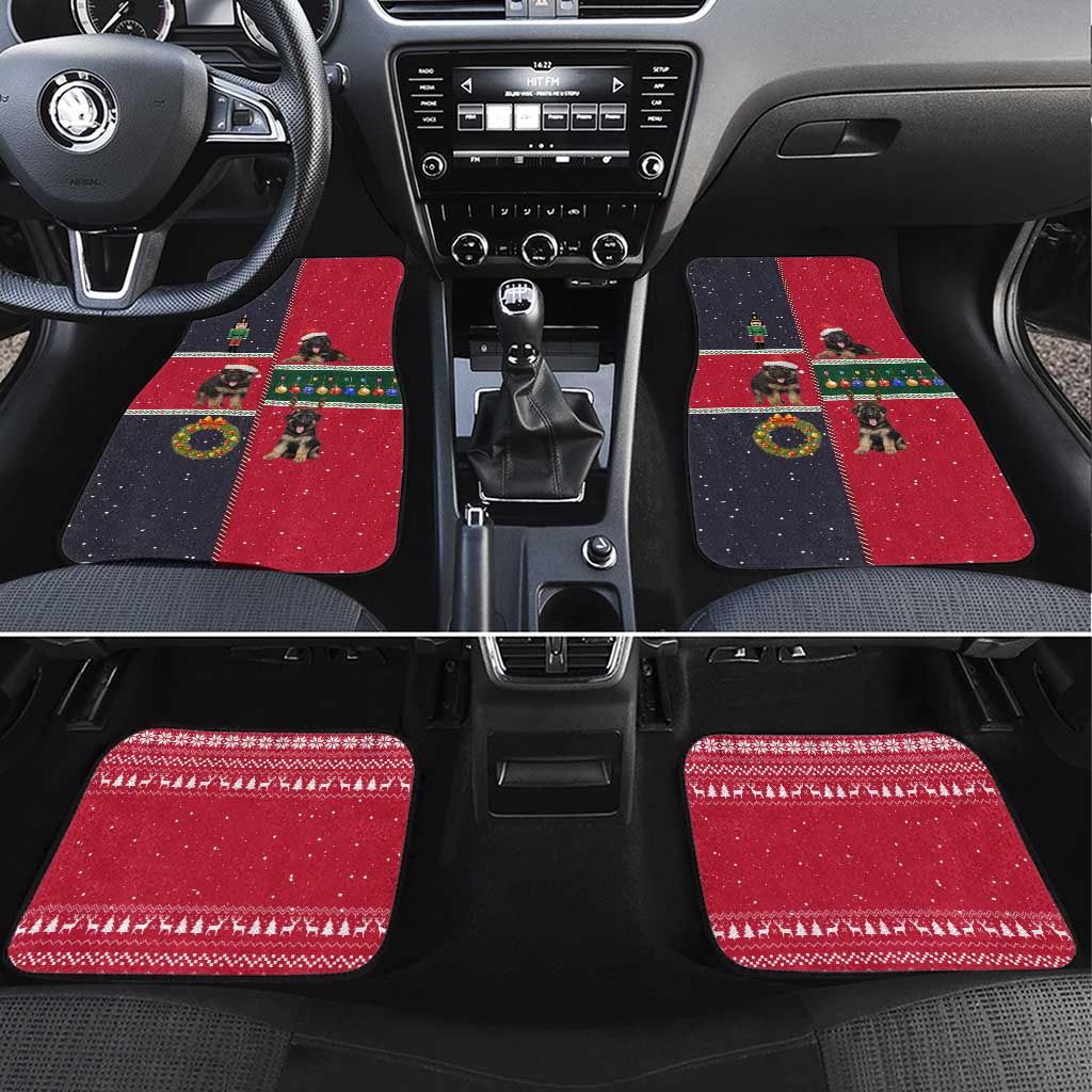 German Shepherd Puppy Christmas Car Mats with Ornaments Wreath and Nutcracker Design - Wonder Print Shop