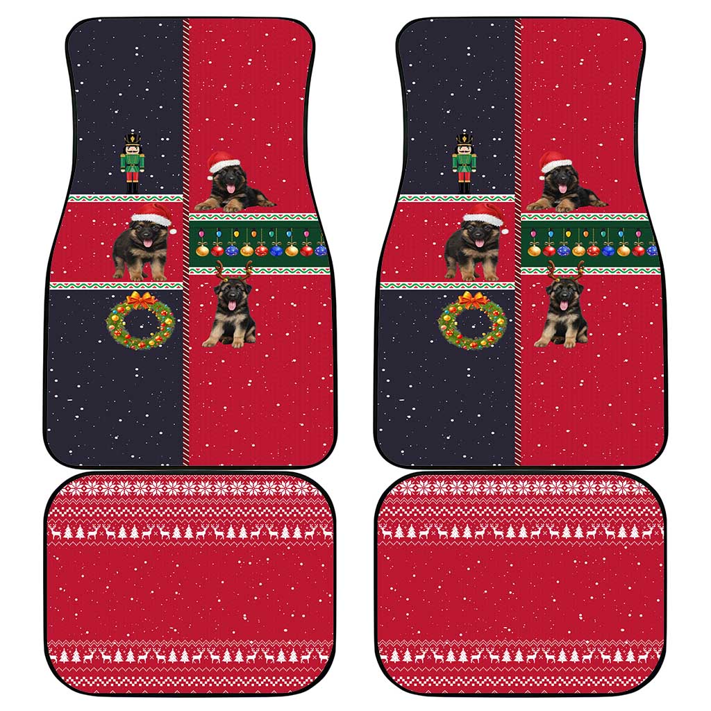 German Shepherd Puppy Christmas Car Mats with Ornaments Wreath and Nutcracker Design - Wonder Print Shop
