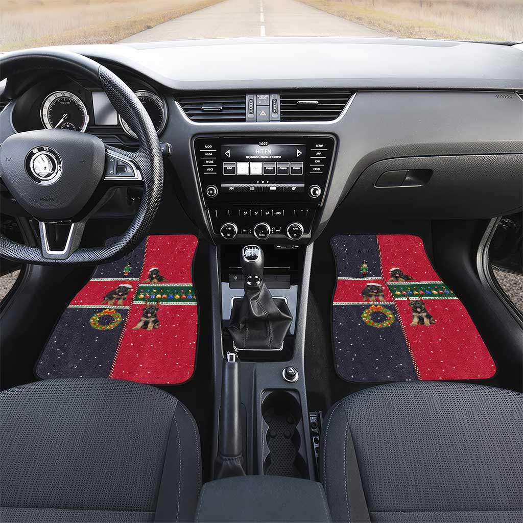 German Shepherd Puppy Christmas Car Mats with Ornaments Wreath and Nutcracker Design - Wonder Print Shop