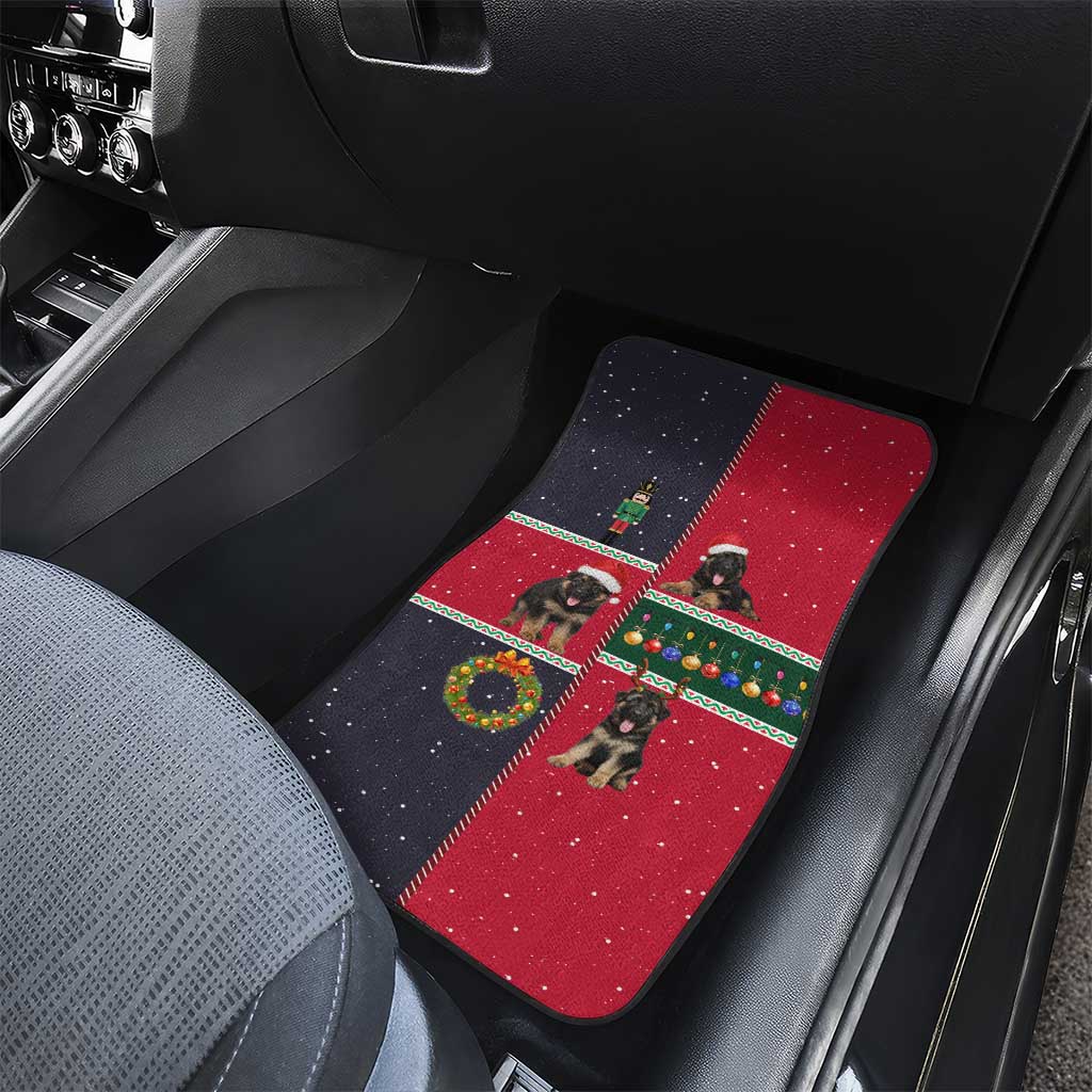 German Shepherd Puppy Christmas Car Mats with Ornaments Wreath and Nutcracker Design - Wonder Print Shop