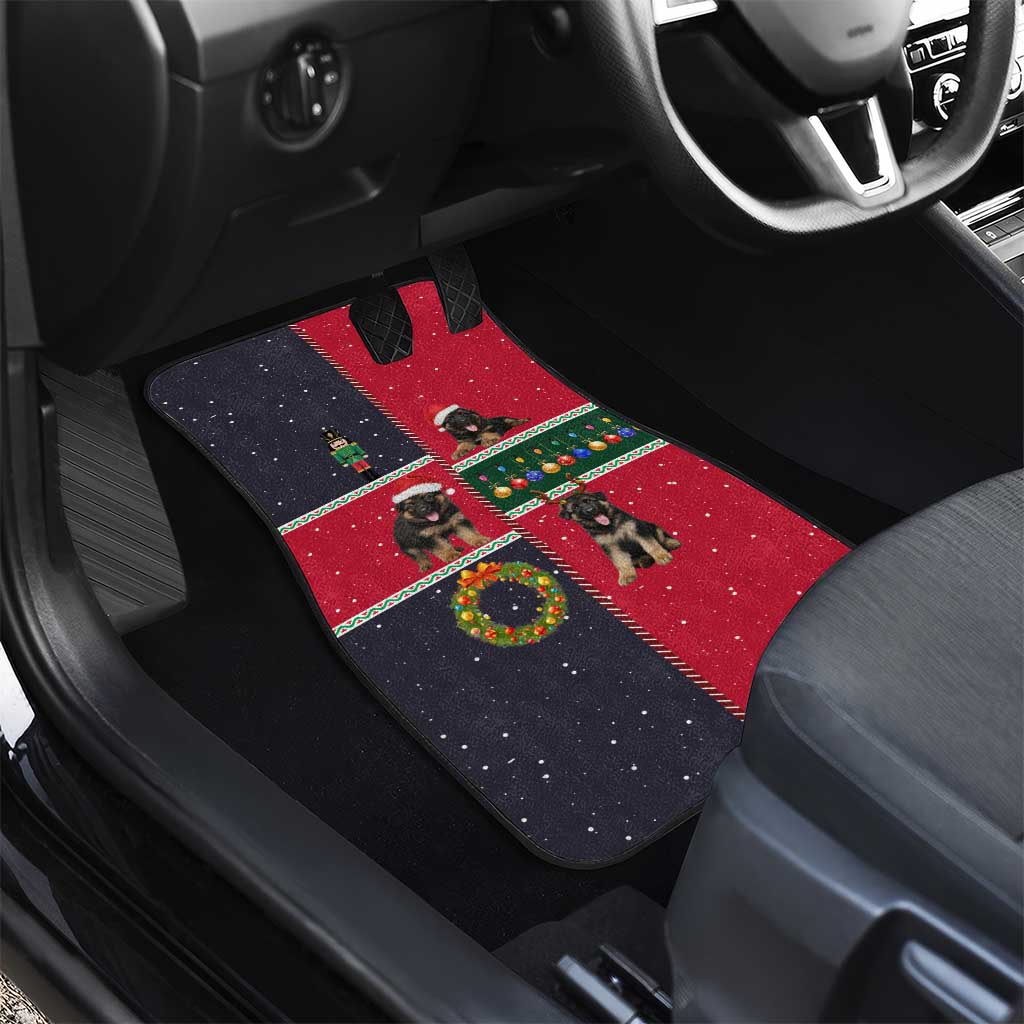 German Shepherd Puppy Christmas Car Mats with Ornaments Wreath and Nutcracker Design - Wonder Print Shop