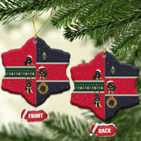 German Shepherd Puppy Christmas Ceramic Ornament with Ornaments Wreath and Nutcracker Design - Wonder Print Shop
