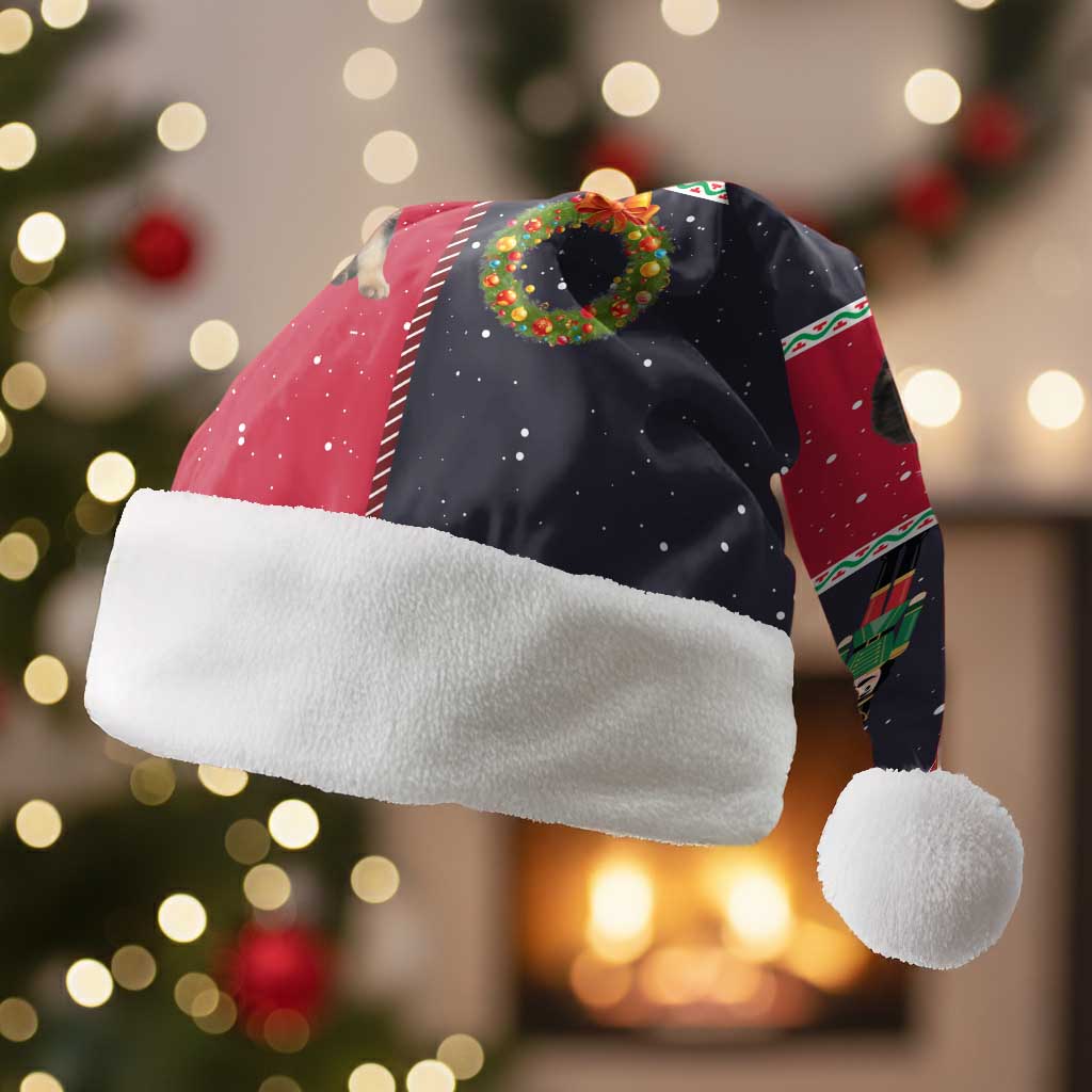 German Shepherd Puppy Christmas Santa Hat with Ornaments Wreath and Nutcracker Design - Wonder Print Shop