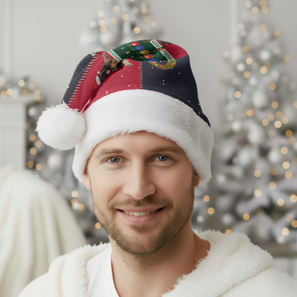 German Shepherd Puppy Christmas Santa Hat with Ornaments Wreath and Nutcracker Design - Wonder Print Shop