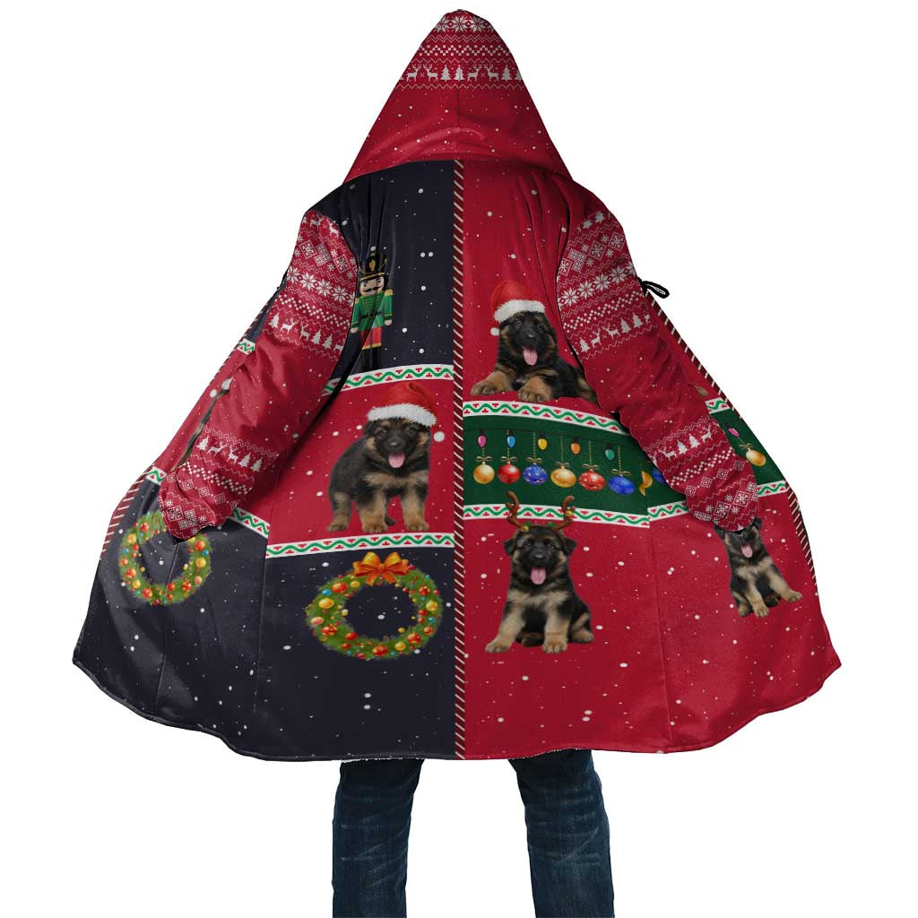 German Shepherd Puppy Christmas Cloak with Ornaments Wreath and Nutcracker Design - Wonder Print Shop