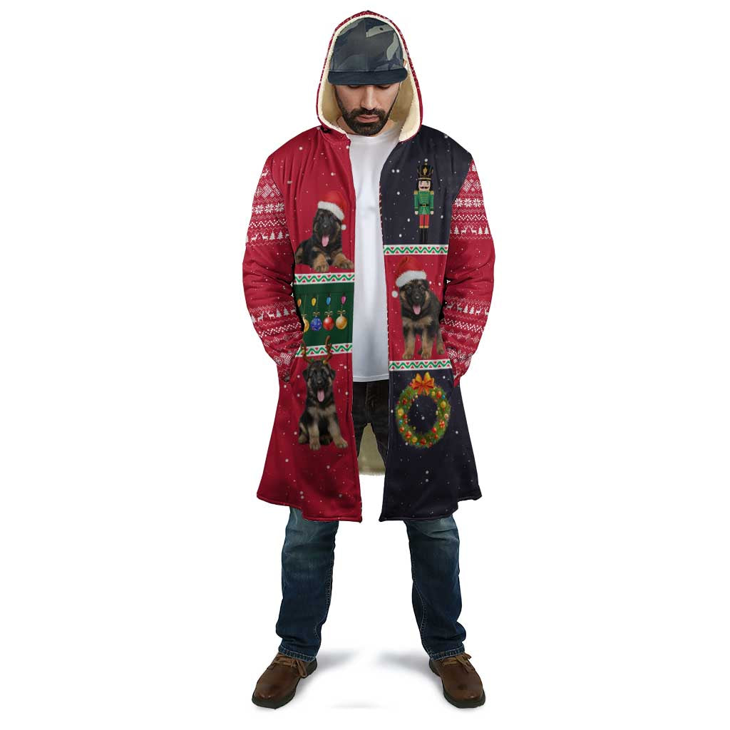 German Shepherd Puppy Christmas Cloak with Ornaments Wreath and Nutcracker Design - Wonder Print Shop