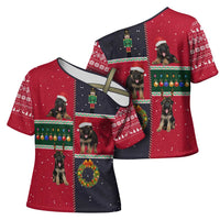 German Shepherd Puppy Christmas Cross Shoulder Shirt with Ornaments Wreath and Nutcracker Design - Wonder Print Shop