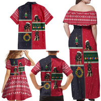 German Shepherd Puppy Christmas Family Matching Off Shoulder Maxi Dress and Hawaiian Shirt with Ornaments Wreath and Nutcracker Design - Wonder Print Shop