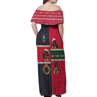 German Shepherd Puppy Christmas Family Matching Off Shoulder Maxi Dress and Hawaiian Shirt with Ornaments Wreath and Nutcracker Design - Wonder Print Shop