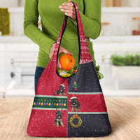 German Shepherd Puppy Christmas Grocery Bag with Ornaments Wreath and Nutcracker Design - Wonder Print Shop