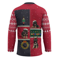 German Shepherd Puppy Christmas Hockey Jersey with Ornaments Wreath and Nutcracker Design - Wonder Print Shop