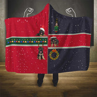 German Shepherd Puppy Christmas Hooded Blanket with Ornaments Wreath and Nutcracker Design - Wonder Print Shop