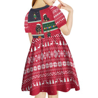 German Shepherd Puppy Christmas Kid Short Sleeve Dress with Ornaments Wreath and Nutcracker Design - Wonder Print Shop