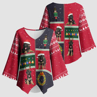 German Shepherd Puppy Christmas Kimono Sleeve Blouse with Ornaments Wreath and Nutcracker Design - Wonder Print Shop