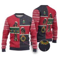 German Shepherd Puppy Christmas Ugly Christmas Sweater with Ornaments Wreath and Nutcracker Design - Wonder Print Shop