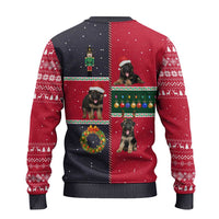 German Shepherd Puppy Christmas Ugly Christmas Sweater with Ornaments Wreath and Nutcracker Design - Wonder Print Shop