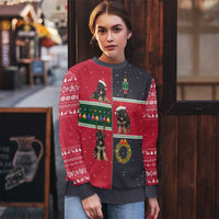 German Shepherd Puppy Christmas Ugly Christmas Sweater with Ornaments Wreath and Nutcracker Design - Wonder Print Shop