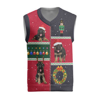 German Shepherd Puppy Christmas Knitted V-Neck Vest with Ornaments Wreath and Nutcracker Design - Wonder Print Shop