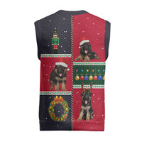 German Shepherd Puppy Christmas Knitted V-Neck Vest with Ornaments Wreath and Nutcracker Design - Wonder Print Shop