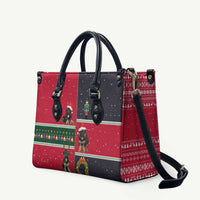 German Shepherd Puppy Christmas Leather Bag with Ornaments Wreath and Nutcracker Design - Wonder Print Shop