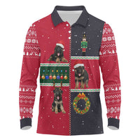 German Shepherd Puppy Christmas Long Sleeve Polo Shirt with Ornaments Wreath and Nutcracker Design - Wonder Print Shop