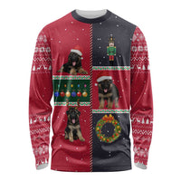 German Shepherd Puppy Christmas Long Sleeve Shirt with Ornaments Wreath and Nutcracker Design - Wonder Print Shop