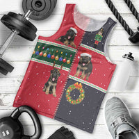 German Shepherd Puppy Christmas Men Tank Top with Ornaments Wreath and Nutcracker Design - undefined