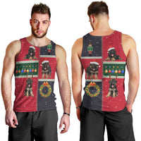 German Shepherd Puppy Christmas Men Tank Top with Ornaments Wreath and Nutcracker Design - undefined