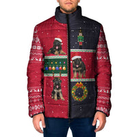 German Shepherd Puppy Christmas Padded Jacket with Ornaments Wreath and Nutcracker Design - Wonder Print Shop